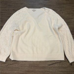 LOFT Women's V-Neck Cream Sweater